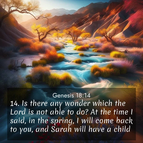 BBE Genesis 18:14 overlaying nature image scene: Spring floods transform desert arroyos into rushing streams.;14. Is there any wonder which the Lord is not able to do? At the time I said, in the spring, I will come back to you, and Sarah will have a child.