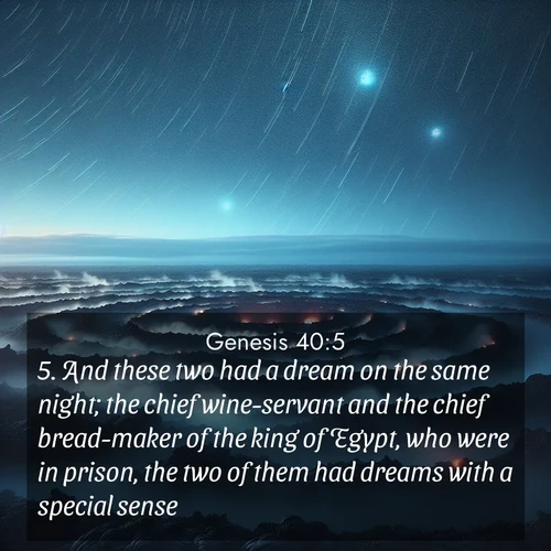 BBE Genesis 40:5 overlaying nature image scene: Volcanic steam rises through a field of black lava. Stars wheel overhead in the thin air.;5. And these two had a dream on the same night; the chief wine-servant and the chief bread-maker of the king of Egypt, who were in prison, the two of them had dreams with a special sense.