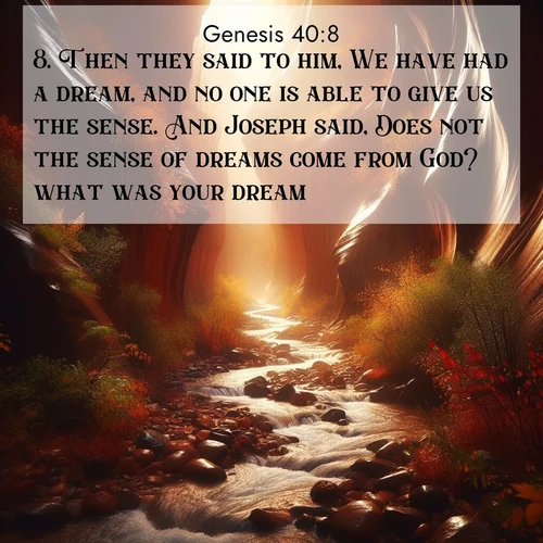 BBE Genesis 40:8 overlaying nature image scene: Autumn rain creates temporary streams in slot canyons.;8. Then they said to him, We have had a dream, and no one is able to give us the sense. And Joseph said, Does not the sense of dreams come from God? what was your dream?