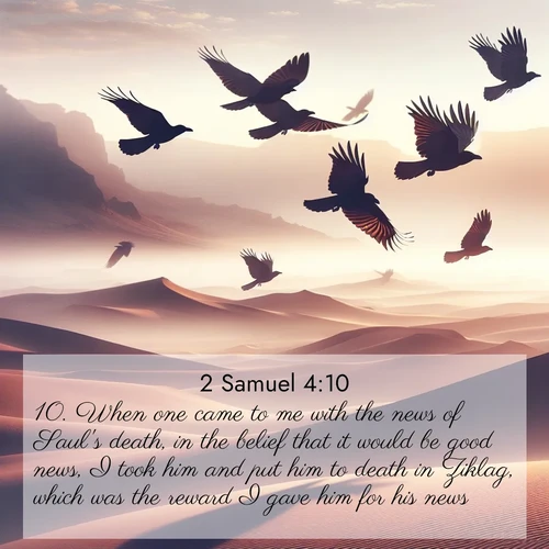 BBE 2 Samuel 4:10 overlaying nature image scene: Desert ravens soar on thermal currents. Their wings wear shadows like cloaks.;10. When one came to me with the news of Saul's death, in the belief that it would be good news, I took him and put him to death in Ziklag, which was the reward I gave him for his news: