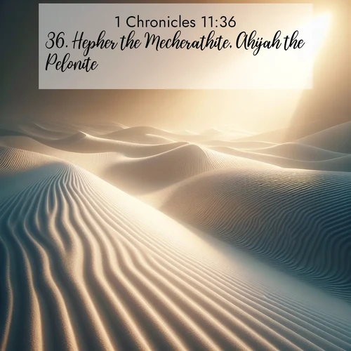 BasicEnglish 1 Chronicles  ; image nature: image with the bible verse :Hepher the Mecherathite, Ahijah the Pelonite, ; Dive into our collection of Bible verses paired with breathtaking desert landscapes, featuring infinite dunes, shaded oases, and desert sunsets. These images highlight the majestic grandeur of God&#039;s creation. Download and share verses like KJV 1 Chronicles 11:36. Current verse is overlayed with the thematic nature scene : Sand ripples stretch endlessly across white gypsum dunes. ; 11:36