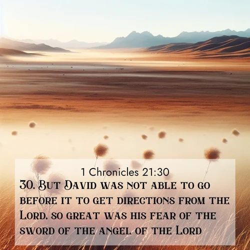 BasicEnglish 1 Chronicles  ; image nature: image with the bible verse :But David was not able to go before it to get directions from the Lord, so great was his fear of the sword of the angel of the Lord. ; Admire Bible images representing autumn, with swirling leaves, misty skies, and vibrant trees. These images inspire profound spiritual reflection. Download and share verses like KJV 1 Chronicles 21:30. Current verse is overlayed with the thematic nature scene : Autumn wind sends tumbleweeds dancing across the prairie. ; 21:30