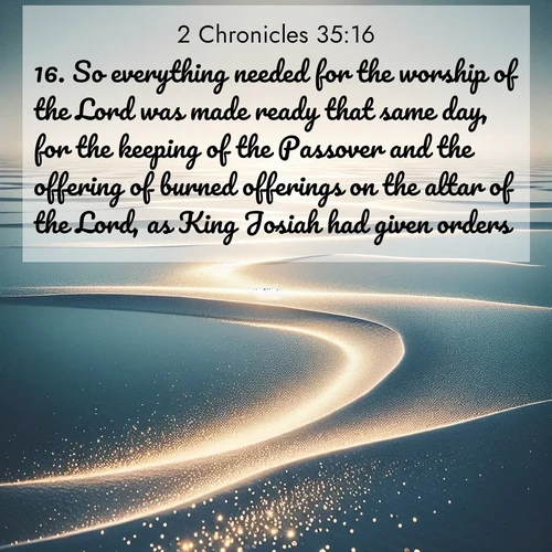 BBE 2 Chronicles 35:16 overlaying nature image scene: Summer heat waves ripple above salt flats stretching to the horizon.;16. So everything needed for the worship of the Lord was made ready that same day, for the keeping of the Passover and the offering of burned offerings on the altar of the Lord, as King Josiah had given orders.