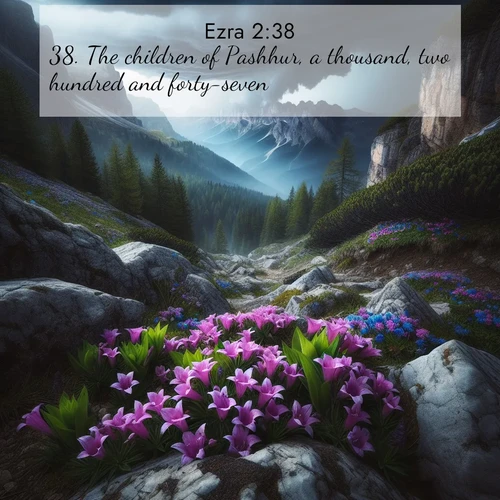 BasicEnglish Ezra  ; image nature: image with the bible verse :The children of Pashhur, a thousand, two hundred and forty-seven. ; Browse an inspiring gallery of Bible verse images with nature photos, such as blooming gardens, golden deserts, and shaded forests. The chosen images capture the peaceful and joyful essence of God&#039;s creation, with vibrant colors and harmonious fonts. Share verses like KJV Ezra 2:38. Current verse is overlayed with the thematic nature scene : Alpine gentians bloom in rocky crevices. Summer storms gather above treeline. ; 2:38