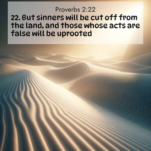 BBE Proverbs 2:22 overlaying nature image scene: Sand ripples stretch endlessly across white gypsum dunes.;22. But sinners will be cut off from the land, and those whose acts are false will be uprooted.