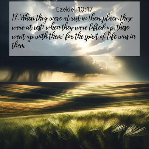 BasicEnglish Ezekiel  ; image nature: image with the bible verse :When they were at rest in their place, these were at rest; when they were lifted up, these went up with them: for the spirit of life was in them. ; Explore serene Bible verse images adorned with photos of divine creation—tranquil beaches, snowy mountains, and starry skies. Each image is free to download and share. Verses include KJV Ezekiel 10:17. Current verse is overlayed with the thematic nature scene : Summer storms approach across vast prairie skies. ; 10:17