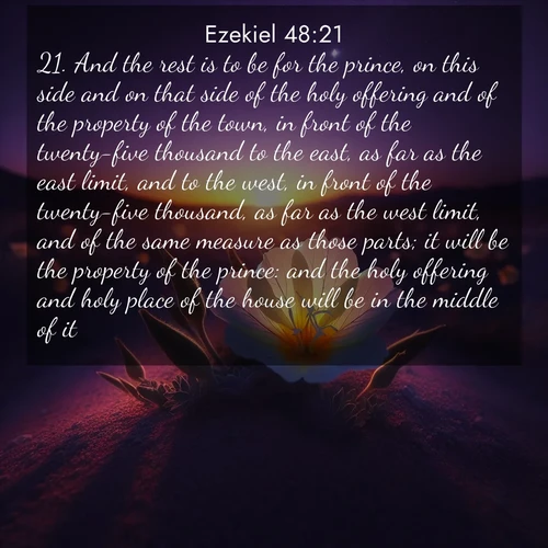 BasicEnglish Ezekiel  ; image nature: image with the bible verse :And the rest is to be for the prince, on this side and on that side of the holy offering and of the property of the town, in front of the twenty-five thousand to the east, as far as the east limit, and to the west, in front of the twenty-five thousand, as far as the west limit, and of the same measure as those parts; it will be the property of the prince: and the holy offering and holy place of the house will be in the middle of it. ; Browse our collection of Bible verses paired with captivating photos of God’s creation, like crystal-clear lakes, majestic cliffs, and colorful skies. All images are free for download and sharing. Verse examples include KJV Ezekiel 48:21. Current verse is overlayed with the thematic nature scene : Desert evening primrose opens to the setting sun. Stars emerge in the deepening purple sky. ; 48:21