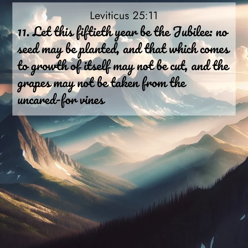 BasicEnglish Leviticus  ; image nature: image with the bible verse :Let this fiftieth year be the Jubilee: no seed may be planted, and that which comes to growth of itself may not be cut, and the grapes may not be taken from the uncared-for vines. ; Admire Bible images evoking autumn, with warm colors of fallen leaves, harvested fields, and tranquil woods. These inspiring landscapes reflect the transition and beauty of God&#039;s creation. Download verses like KJV Leviticus 25:11. Current verse is overlayed with the thematic nature scene : Summer storms build over mountain peaks at midday. ; 25:11