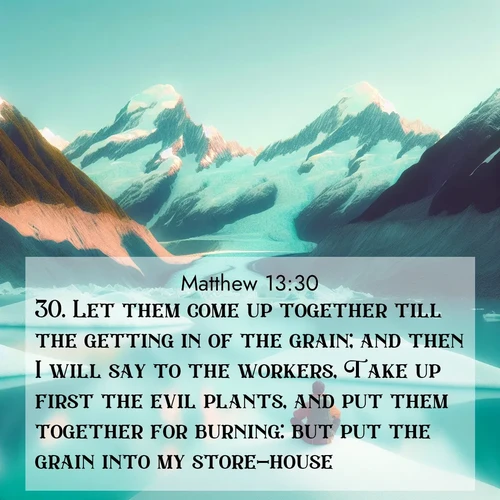 BBE Gospel of Matthew 13:30 overlaying nature image scene: An explorer rests beside glacier lakes. Turquoise waters mirror twin peaks.;30. Let them come up together till the getting in of the grain; and then I will say to the workers, Take up first the evil plants, and put them together for burning: but put the grain into my store-house.