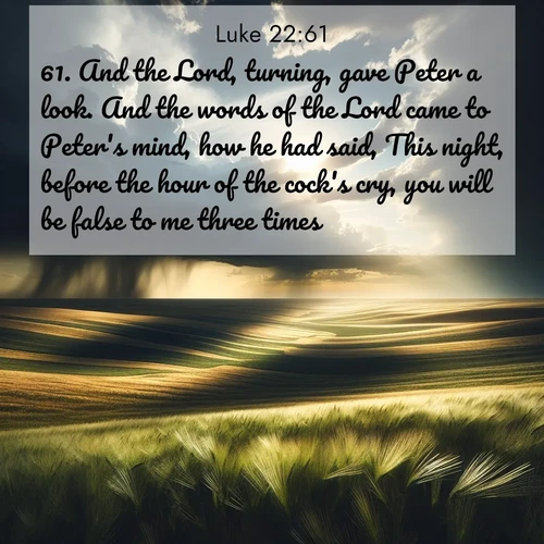 BBE Gospel of Luke 22:61 overlaying nature image scene: Summer storms approach across vast prairie skies.;61. And the Lord, turning, gave Peter a look. And the words of the Lord came to Peter's mind, how he had said, This night, before the hour of the cock's cry, you will be false to me three times.

