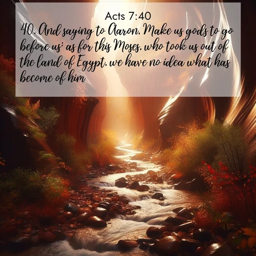 BasicEnglish Acts  ; image nature: image with the bible verse :And saying to Aaron, Make us gods to go before us: as for this Moses, who took us out of the land of Egypt, we have no idea what has become of him. ; Download high-resolution Bible verse images showcasing the beauty of God&#039;s creation—from radiant sunsets to tranquil rivers. Free for use as wallpapers or sharing verses like KJV Acts 7:40. Current verse is overlayed with the thematic nature scene : Autumn rain creates temporary streams in slot canyons. ; 7:40
