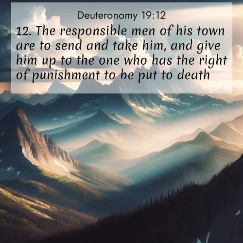BasicEnglish Deuteronomy  ; image nature: image with the bible verse :The responsible men of his town are to send and take him, and give him up to the one who has the right of punishment to be put to death. ; Discover a gallery of Bible verse images showcasing the beauty of autumn, with golden leaves, red forests, and peaceful fields bathed in soft light. These soothing scenes are perfect for accompanying inspiring verses like KJV Deuteronomy 19:12. Current verse is overlayed with the thematic nature scene : Summer storms build over mountain peaks at midday. ; 19:12