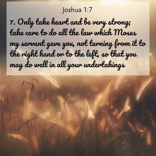 BBE Joshua 1:7 overlaying nature image scene: Summer heat brings out cricket songs in meadow grass.;7. Only take heart and be very strong; take care to do all the law which Moses my servant gave you, not turning from it to the right hand or to the left, so that you may do well in all your undertakings.