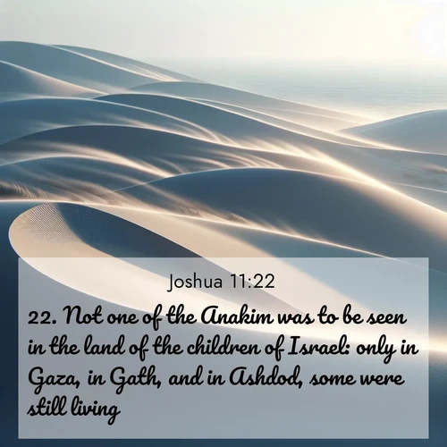 BBE Joshua 11:22 overlaying nature image scene: Coastal dunes shift slowly beneath constant winds.;22. Not one of the Anakim was to be seen in the land of the children of Israel: only in Gaza, in Gath, and in Ashdod, some were still living.
