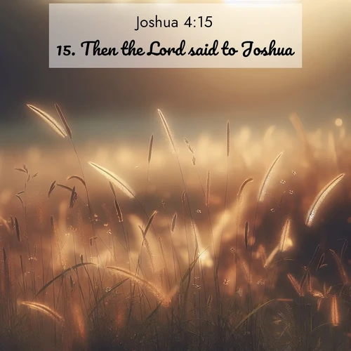 BBE Joshua 4:15 overlaying nature image scene: Summer heat brings out cricket songs in meadow grass.;15. Then the Lord said to Joshua,