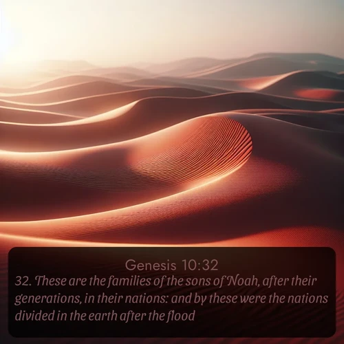 citation biblique : 32. These are the families of the sons of Noah, after their generations, in their nations: and by these were the nations divided in the earth after the flood.
 sur fond image nature