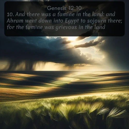 KJV Genesis  ; image nature: image with the bible verse :And there was a famine in the land: and Abram went down into Egypt to sojourn there; for the famine was grievous in the land. ; Discover our curated gallery of Bible verse images with breathtaking scenery, from tranquil deserts to lush green pastures. Perfect for phone wallpapers or sharing online. Download verses like KJV Genesis 12:10. Current verse is overlayed with the thematic nature scene : Summer storms approach across vast prairie skies. ; 12:10