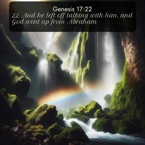 citation biblique : 22. And he left off talking with him, and God went up from Abraham.
 sur fond image nature