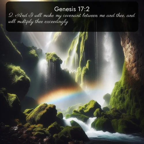 citation biblique : 2. And I will make my covenant between me and thee, and will multiply thee exceedingly.
 sur fond image nature