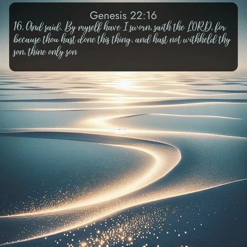 citation biblique : 16. And said, By myself have I sworn, saith the LORD, for because thou hast done this thing, and hast not withheld thy son, thine only son:
 sur fond image nature