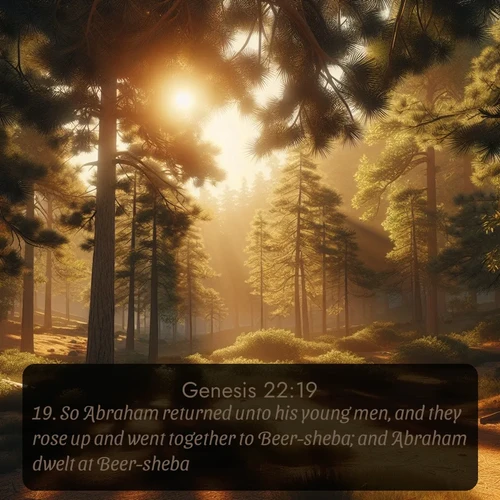 citation biblique : 19. So Abraham returned unto his young men, and they rose up and went together to Beer-sheba; and Abraham dwelt at Beer-sheba.
 sur fond image nature