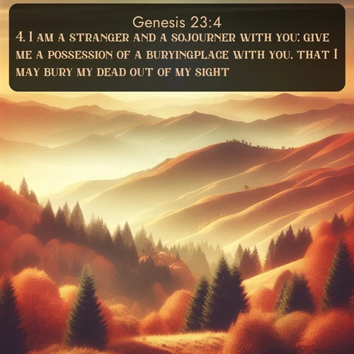 citation biblique : 4. I am a stranger and a sojourner with you: give me a possession of a buryingplace with you, that I may bury my dead out of my sight.
 sur fond image nature