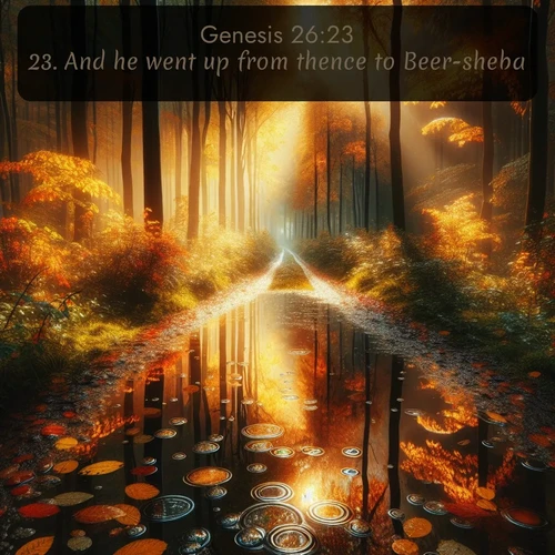 citation biblique : 23. And he went up from thence to Beer-sheba.
 sur fond image nature
