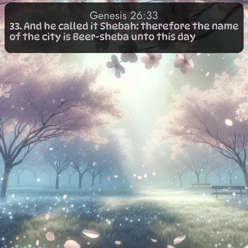 citation biblique : 33. And he called it Shebah: therefore the name of the city is Beer-sheba unto this day.
 sur fond image nature