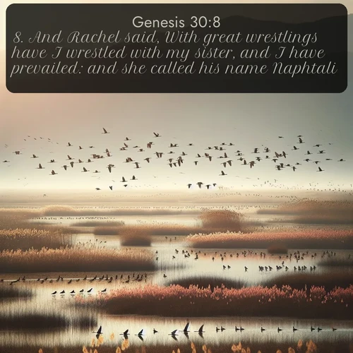 citation biblique : 8. And Rachel said, With great wrestlings have I wrestled with my sister, and I have prevailed: and she called his name Naphtali.
 sur fond image nature