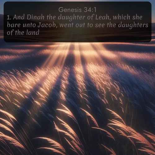 citation biblique : 1. And Dinah the daughter of Leah, which she bare unto Jacob, went out to see the daughters of the land.
 sur fond image nature
