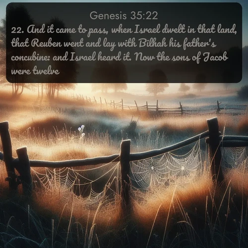 citation biblique : 22. And it came to pass, when Israel dwelt in that land, that Reuben went and lay with Bilhah his father&#039;s concubine: and Israel heard it. Now the sons of Jacob were twelve:
 sur fond image nature