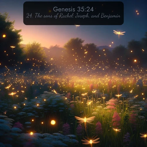 citation biblique : 24. The sons of Rachel; Joseph, and Benjamin:
 sur fond image nature