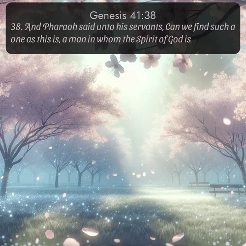citation biblique : 38. And Pharaoh said unto his servants, Can we find such a one as this is, a man in whom the Spirit of God is?
 sur fond image nature