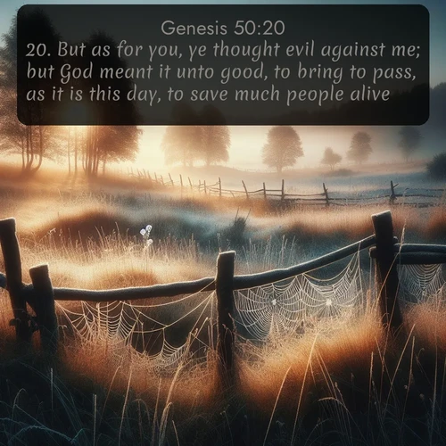 citation biblique : 20. But as for you, ye thought evil against me; but God meant it unto good, to bring to pass, as it is this day, to save much people alive.
 sur fond image nature