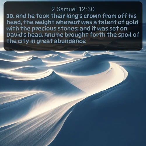 citation biblique : 30. And he took their king&#039;s crown from off his head, the weight whereof was a talent of gold with the precious stones: and it was set on David&#039;s head. And he brought forth the spoil of the city in great abundance.
 sur fond image nature