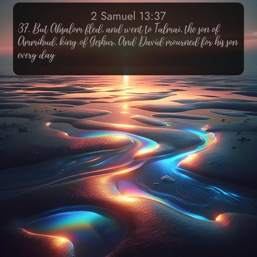 citation biblique : 37. But Absalom fled, and went to Talmai, the son of Ammihud, king of Geshur. And David mourned for his son every day.
 sur fond image nature