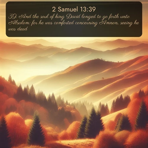 citation biblique : 39. And the soul of king David longed to go forth unto Absalom: for he was comforted concerning Amnon, seeing he was dead.
 sur fond image nature