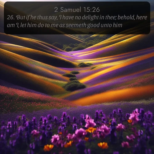 citation biblique : 26. But if he thus say, I have no delight in thee; behold, here am I, let him do to me as seemeth good unto him.
 sur fond image nature