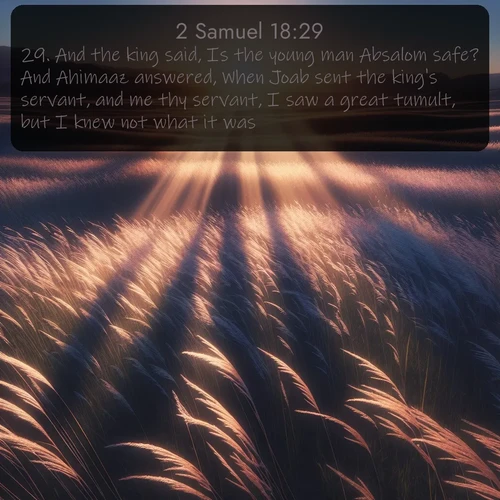 citation biblique : 29. And the king said, Is the young man Absalom safe? And Ahimaaz answered, When Joab sent the king&#039;s servant, and me thy servant, I saw a great tumult, but I knew not what it was.
 sur fond image nature
