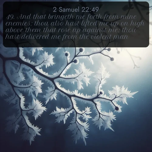 citation biblique : 49. And that bringeth me forth from mine enemies: thou also hast lifted me up on high above them that rose up against me: thou hast delivered me from the violent man.
 sur fond image nature