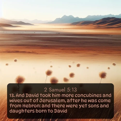 citation biblique : 13. And David took him more concubines and wives out of Jerusalem, after he was come from Hebron: and there were yet sons and daughters born to David.
 sur fond image nature