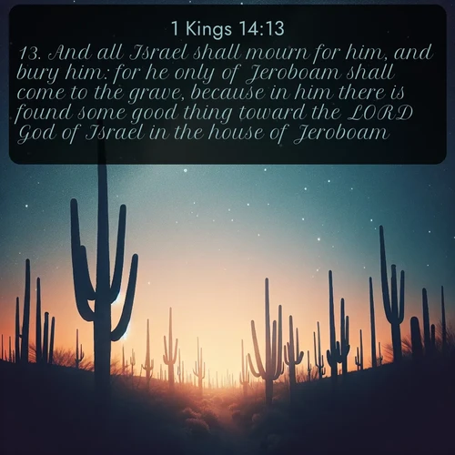 citation biblique : 13. And all Israel shall mourn for him, and bury him: for he only of Jeroboam shall come to the grave, because in him there is found some good thing toward the LORD God of Israel in the house of Jeroboam.
 sur fond image nature