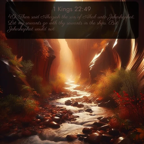citation biblique : 49. Then said Ahaziah the son of Ahab unto Jehoshaphat, Let my servants go with thy servants in the ships. But Jehoshaphat would not.
 sur fond image nature