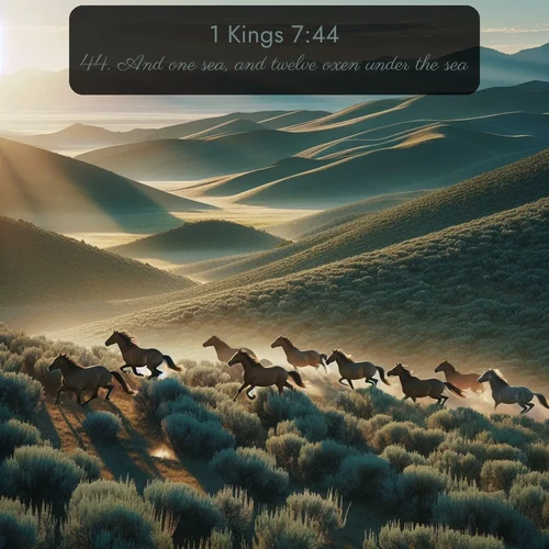 citation biblique : 44. And one sea, and twelve oxen under the sea;
 sur fond image nature