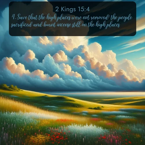 citation biblique : 4. Save that the high places were not removed: the people sacrificed and burnt incense still on the high places.
 sur fond image nature