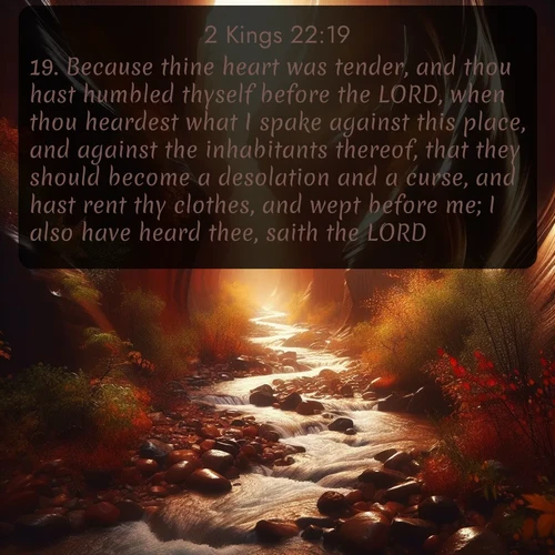 citation biblique : 19. Because thine heart was tender, and thou hast humbled thyself before the LORD, when thou heardest what I spake against this place, and against the inhabitants thereof, that they should become a desolation and a curse, and hast rent thy clothes, and wept before me; I also have heard thee, saith the LORD.
 sur fond image nature