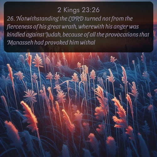 citation biblique : 26. Notwithstanding the LORD turned not from the fierceness of his great wrath, wherewith his anger was kindled against Judah, because of all the provocations that Manasseh had provoked him withal.
 sur fond image nature