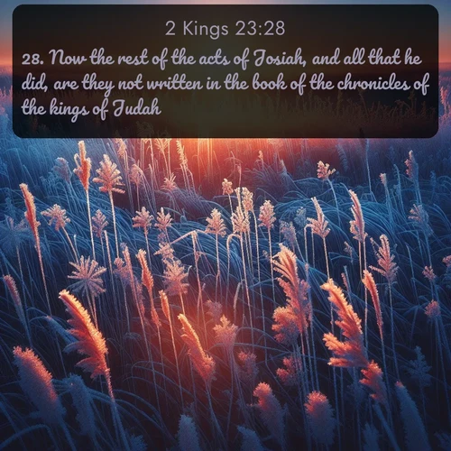 citation biblique : 28. Now the rest of the acts of Josiah, and all that he did, are they not written in the book of the chronicles of the kings of Judah?
 sur fond image nature