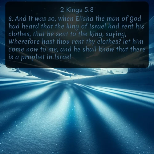 citation biblique : 8. And it was so, when Elisha the man of God had heard that the king of Israel had rent his clothes, that he sent to the king, saying, Wherefore hast thou rent thy clothes? let him come now to me, and he shall know that there is a prophet in Israel.
 sur fond image nature