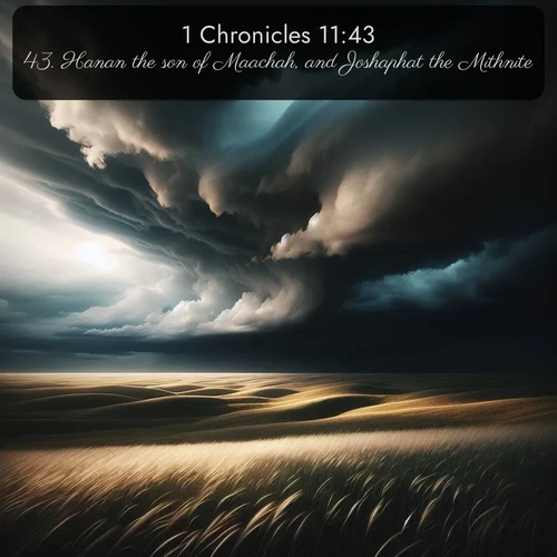 citation biblique : 43. Hanan the son of Maachah, and Joshaphat the Mithnite,
 sur fond image nature